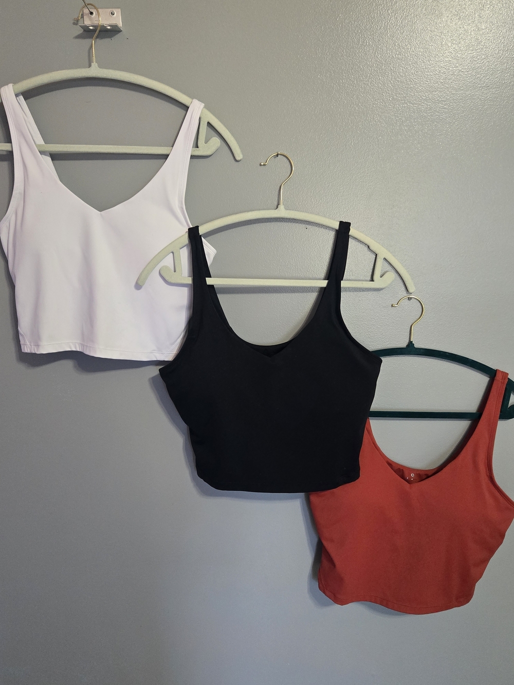 Cropped Tank Tops - White, Black, Rust, Workout Shirt